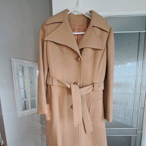 Tan Woolmark winter coat size 12
